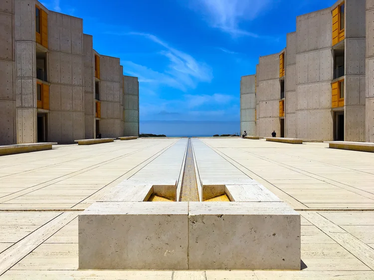 Courtyard and reflecting pool at the Salk Institute, La Jolla